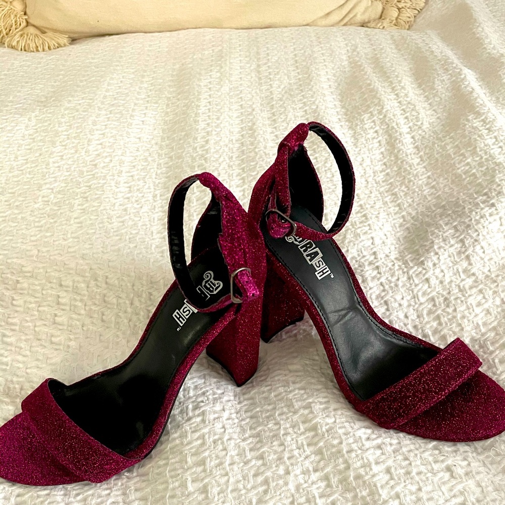 Brash Sparkly Magenta Chunk Heel Size 7 - Picture 10 of 10